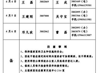 2026世界杯官网(相山校区)学校办公室2013年清明期间值班表