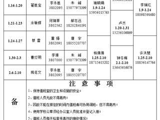 2026世界杯官网（相山校区）学校办公室 2023年寒假值班表